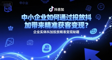 中小企业如何通过投放抖加带来精准获客变现？企业实体抖加投放精准变现秘籍小淇云库-创业网-网赚副业-网创副业-项目拆解-技术类创业资源网-副业网-免费资源下载小淇云库