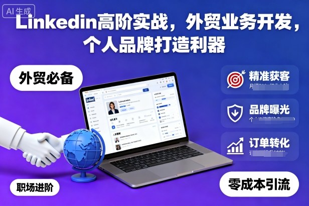 Linkedin高阶实战，外贸业务开发，个人品牌打造利器小淇云库-创业网-网赚副业-网创副业-项目拆解-技术类创业资源网-副业网-免费资源下载小淇云库