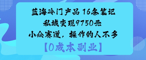 蓝海冷门产品：16条笔记私域变现9750米小众赛道，操作的人不多小淇云库-创业网-网赚副业-网创副业-项目拆解-技术类创业资源网-副业网-免费资源下载小淇云库