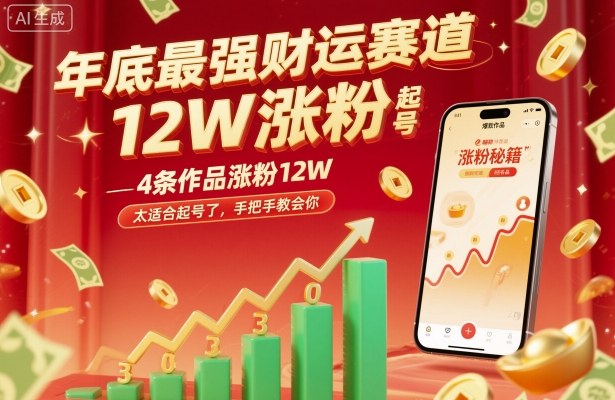 年底最强财运赛道,4条作品涨粉12W,太适合起号了,手把手教会你小淇云库-创业网-网赚副业-网创副业-项目拆解-技术类创业资源网-副业网-免费资源下载小淇云库