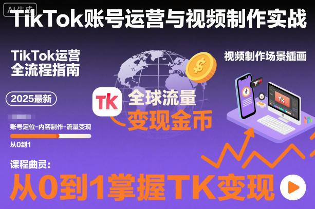 2025最新TikTok账号运营与视频制作实战全流程，从0到1掌握TK变现（含11月最新TK搬运技术）小淇云库-创业网-网赚副业-网创副业-项目拆解-技术类创业资源网-副业网-免费资源下载小淇云库