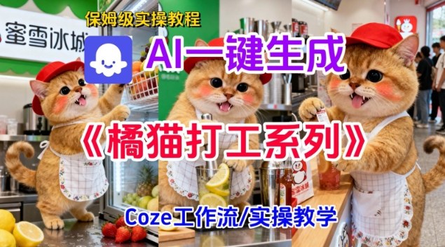 Coze扣子工作流一键生成胖橘猫打工短视频,保姆级实操搭建教学小淇云库-创业网-网赚副业-网创副业-项目拆解-技术类创业资源网-副业网-免费资源下载小淇云库