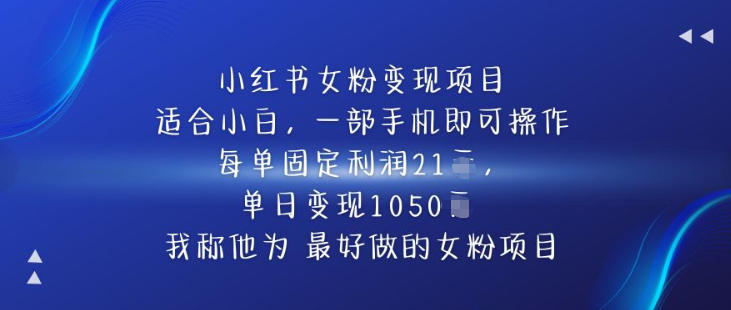 小红书女粉变现项目,单日变现1k+,最好做的女粉项目小淇云库-创业网-网赚副业-网创副业-项目拆解-技术类创业资源网-副业网-免费资源下载小淇云库