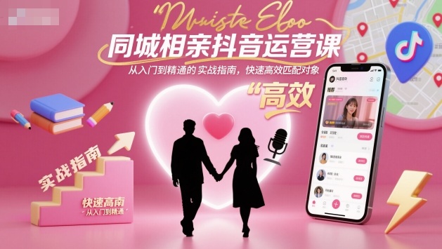 同城相亲抖音运营课，从入门到精通的实战指南，快速高效匹配对象小淇云库-创业网-网赚副业-网创副业-项目拆解-技术类创业资源网-副业网-免费资源下载小淇云库