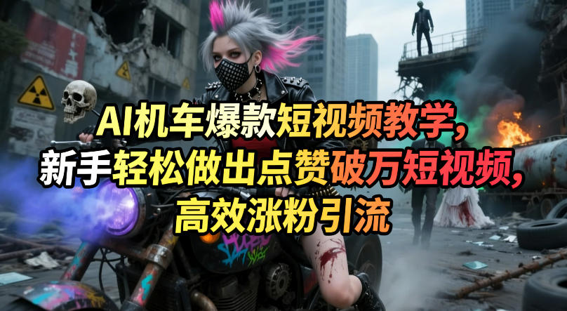 AI机车爆款短视频教学，新手轻松做出点赞破万短视频，高效涨粉引流小淇云库-创业网-网赚副业-网创副业-项目拆解-技术类创业资源网-副业网-免费资源下载小淇云库