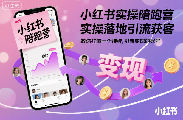 小红书实操陪跑营，实操落地引流获客，教你打造一个持续引流变现的账号小淇云库-创业网-网赚副业-网创副业-项目拆解-技术类创业资源网-副业网-免费资源下载小淇云库