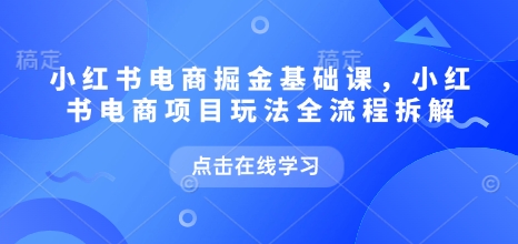 小红书电商掘金课,小红书电商项目玩法全流程拆解(更新9月)小淇云库-创业网-网赚副业-网创副业-项目拆解-技术类创业资源网-副业网-免费资源下载小淇云库