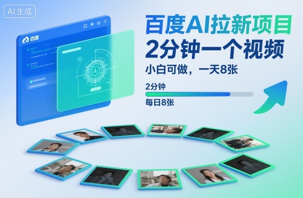 百度AI拉新项目，2分钟一个视频，小白可做，一天8张【附案例+保姆级教程】小淇云库-创业网-网赚副业-网创副业-项目拆解-技术类创业资源网-副业网-免费资源下载小淇云库