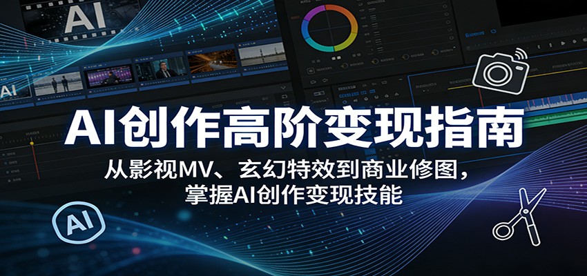 AI创作高阶变现指南：从影视MV、玄幻特效到商业修图，掌握AI创作变现技能小淇云库-创业网-网赚副业-网创副业-项目拆解-技术类创业资源网-副业网-免费资源下载小淇云库