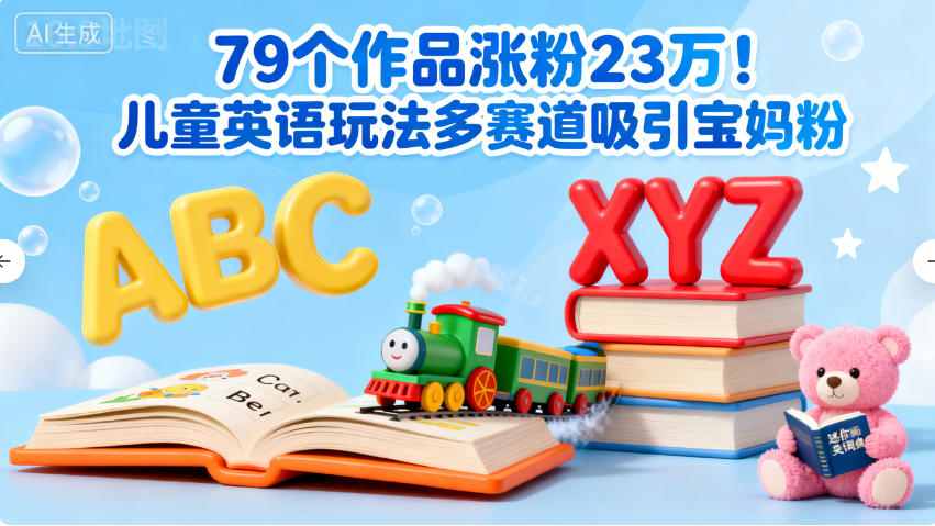 79个作品涨粉23w!儿童英语玩法多赛道吸引宝妈粉小淇云库-创业网-网赚副业-网创副业-项目拆解-技术类创业资源网-副业网-免费资源下载小淇云库