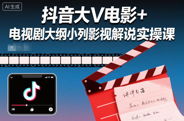 抖音大V电影+电视剧大纲小列影视剧解说实操课小淇云库-创业网-网赚副业-网创副业-项目拆解-技术类创业资源网-副业网-免费资源下载小淇云库