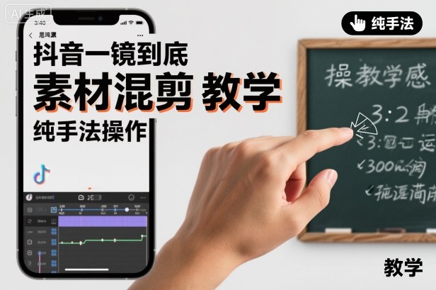 抖音一镜到底素材混剪教学，纯手法操作小淇云库-创业网-网赚副业-网创副业-项目拆解-技术类创业资源网-副业网-免费资源下载小淇云库