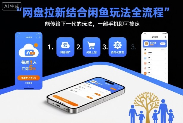 网盘拉新结合闲鱼玩法全流程，能传给下一代的玩法，一部手机即可搞定（附入口渠道以及实操教程）小淇云库-创业网-网赚副业-网创副业-项目拆解-技术类创业资源网-副业网-免费资源下载小淇云库