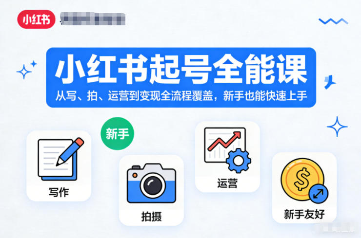 小红书起号全能课，从写、拍、运营到变现全流程覆盖，新手也能快速上手小淇云库-创业网-网赚副业-网创副业-项目拆解-技术类创业资源网-副业网-免费资源下载小淇云库