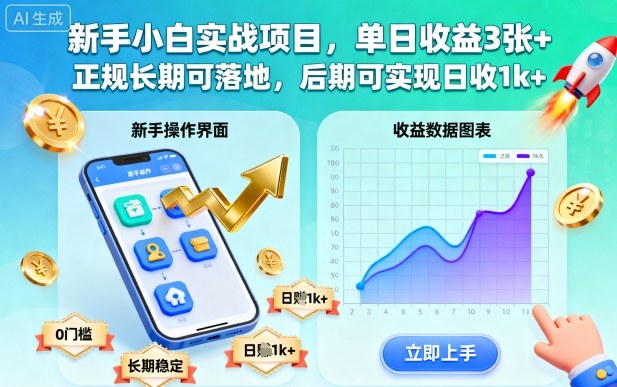 新手小白实战项目,单日收益3张+,正规长期可落地,后期可实现日收1k+【揭秘】小淇云库-创业网-网赚副业-网创副业-项目拆解-技术类创业资源网-副业网-免费资源下载小淇云库