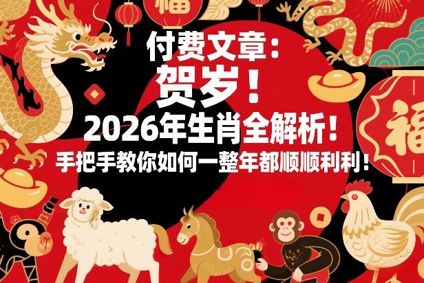 付费文章：贺岁！2026年生肖全解析！手把手教你如何一整年都顺顺利利！小淇云库-创业网-网赚副业-网创副业-项目拆解-技术类创业资源网-副业网-免费资源下载小淇云库