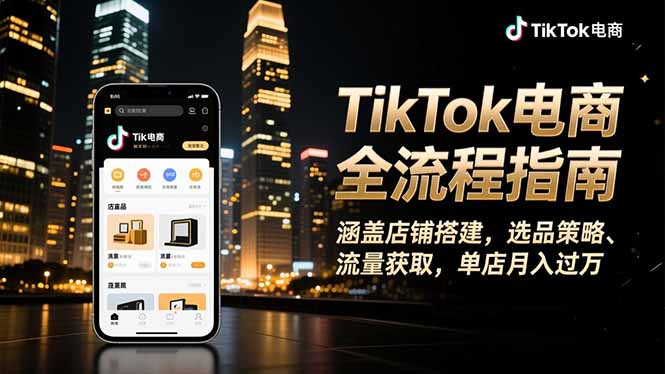 TikTok电商全流程指南，涵盖店铺搭建、选品策略、流量获取，单店月入过万小淇云库-创业网-网赚副业-网创副业-项目拆解-技术类创业资源网-副业网-免费资源下载小淇云库