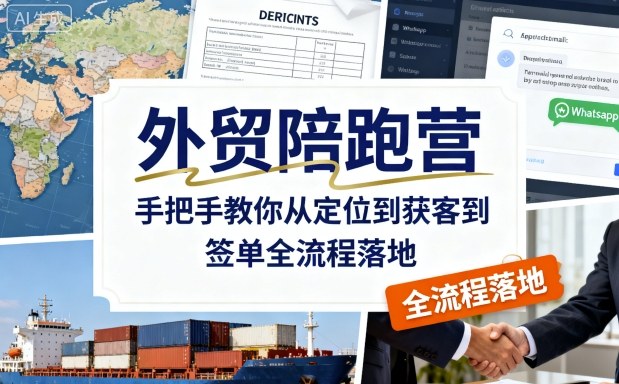 外贸陪跑营，手把手教你从定位到获客到签单全流程落地小淇云库-创业网-网赚副业-网创副业-项目拆解-技术类创业资源网-副业网-免费资源下载小淇云库
