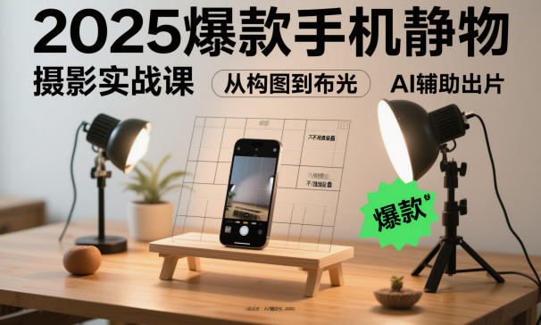 2025爆款手机静物摄影实战课，从构图到布光，不用贵设备，AI辅助出片小淇云库-创业网-网赚副业-网创副业-项目拆解-技术类创业资源网-副业网-免费资源下载小淇云库