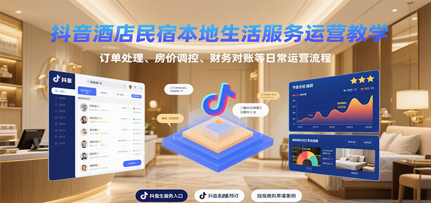 抖音酒店民宿本地生活服务运营教学，订单处理、房价调控、财务对账等日常运营流程小淇云库-创业网-网赚副业-网创副业-项目拆解-技术类创业资源网-副业网-免费资源下载小淇云库