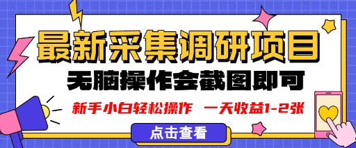 新版采集调研项目，截图上传即可，无脑操作，日收益1-2张小淇云库-创业网-网赚副业-网创副业-项目拆解-技术类创业资源网-副业网-免费资源下载小淇云库