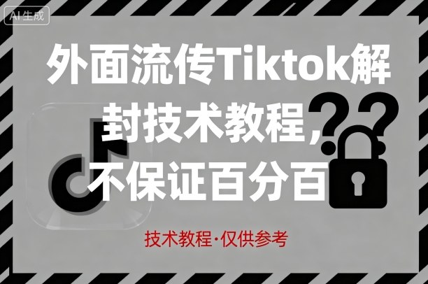 外面流传Tiktok解封技术教程,不保证百分百,具体自测小淇云库-创业网-网赚副业-网创副业-项目拆解-技术类创业资源网-副业网-免费资源下载小淇云库