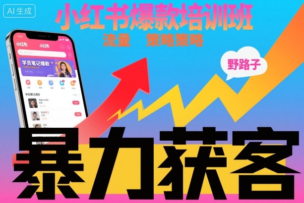 小红书爆款培训班，小红书获客野路子流量打法，暴力持续获客小淇云库-创业网-网赚副业-网创副业-项目拆解-技术类创业资源网-副业网-免费资源下载小淇云库