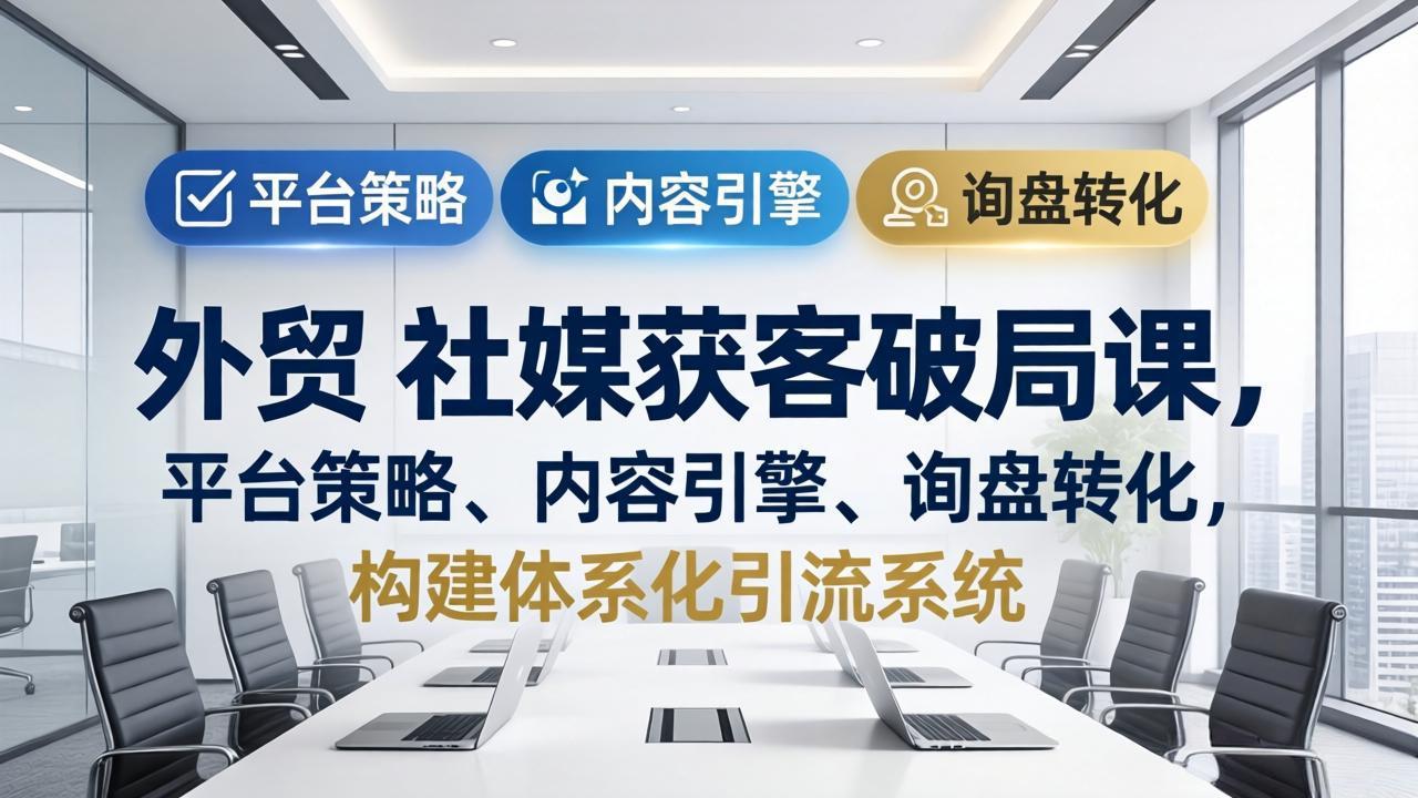 外贸 社媒获客破局课，平台策略、内容引擎、询盘转化，构建体系化引流系统(更新26年3月小淇云库-创业网-网赚副业-网创副业-项目拆解-技术类创业资源网-副业网-免费资源下载小淇云库