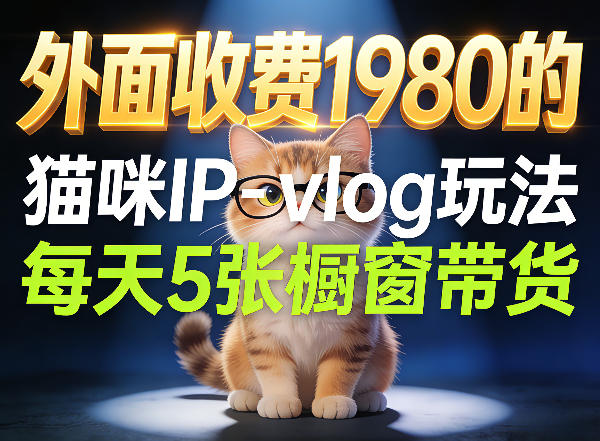 宠物赛道猫咪IP-vlog玩法，26条视频涨粉29W，每天5张橱窗带货拆解小淇云库-创业网-网赚副业-网创副业-项目拆解-技术类创业资源网-副业网-免费资源下载小淇云库