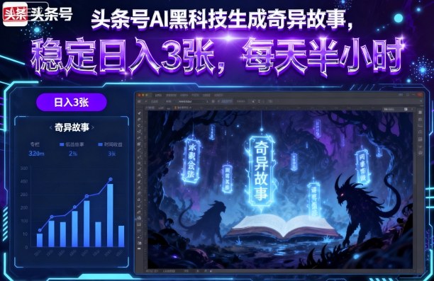 头条号AI黑科技生成奇异故事，稳定日入3张，每天半小时小淇云库-创业网-网赚副业-网创副业-项目拆解-技术类创业资源网-副业网-免费资源下载小淇云库