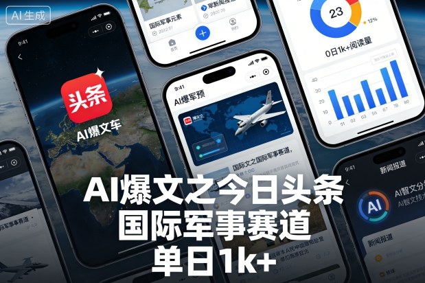 AI爆文之今日头条，国际军事赛道，单日1k+小淇云库-创业网-网赚副业-网创副业-项目拆解-技术类创业资源网-副业网-免费资源下载小淇云库