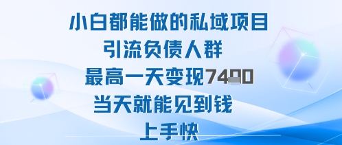2025年小白都能做的私域项目引流负债人群最高一天变现1k+高变现难度低当天就能见到钱上手快小淇云库-创业网-网赚副业-网创副业-项目拆解-技术类创业资源网-副业网-免费资源下载小淇云库