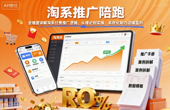 淘系推广陪跑，全维度讲解淘系付费推广逻辑，从理论到实操，系统化助力店铺盈利小淇云库-创业网-网赚副业-网创副业-项目拆解-技术类创业资源网-副业网-免费资源下载小淇云库