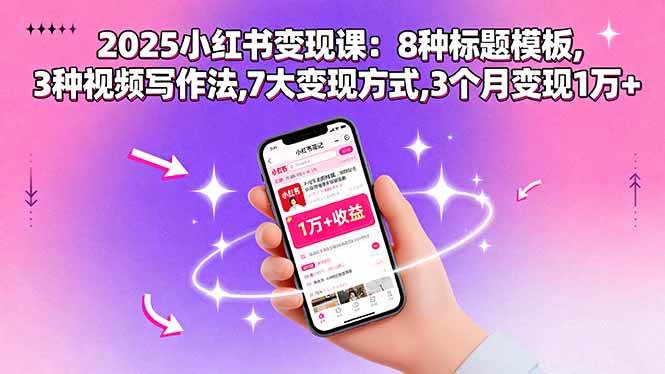（15993期）2025小红书变现课：8种标题模板,3种视频写作法,7大变现方式,3个月变现1万+小淇云库-创业网-网赚副业-网创副业-项目拆解-技术类创业资源网-副业网-免费资源下载小淇云库