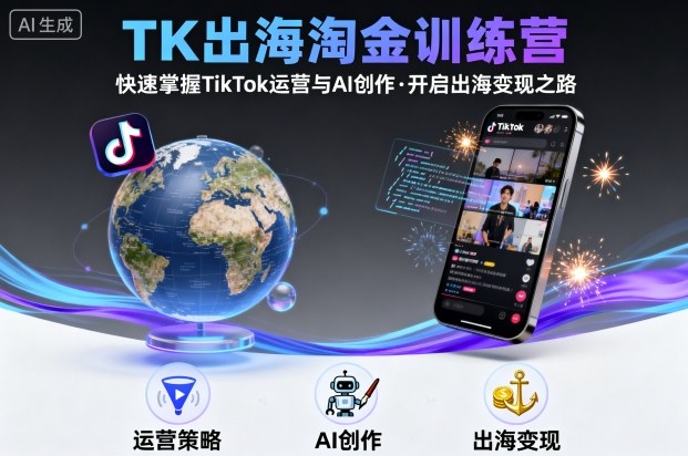TK出海淘金训练营，助你快速掌握TikTok运营与AI创作，开启出海变现之路小淇云库-创业网-网赚副业-网创副业-项目拆解-技术类创业资源网-副业网-免费资源下载小淇云库