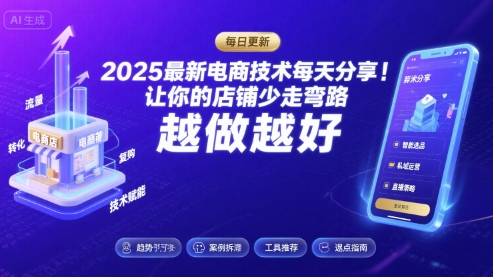 2025最新电商技术每天分享，让你的店铺少走弯路，越做越好(更新11月)小淇云库-创业网-网赚副业-网创副业-项目拆解-技术类创业资源网-副业网-免费资源下载小淇云库
