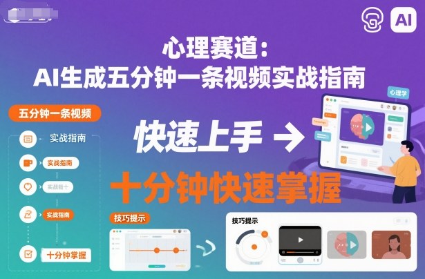 心理赛道：AI生成五分钟一条视频实战指南，十分钟快速掌握小淇云库-创业网-网赚副业-网创副业-项目拆解-技术类创业资源网-副业网-免费资源下载小淇云库