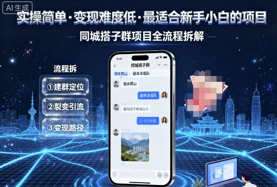 实操简单，变现难度低，最适合新手小白做的项目，每天轻松收入3张，同城搭子群项目全流程拆解小淇云库-创业网-网赚副业-网创副业-项目拆解-技术类创业资源网-副业网-免费资源下载小淇云库