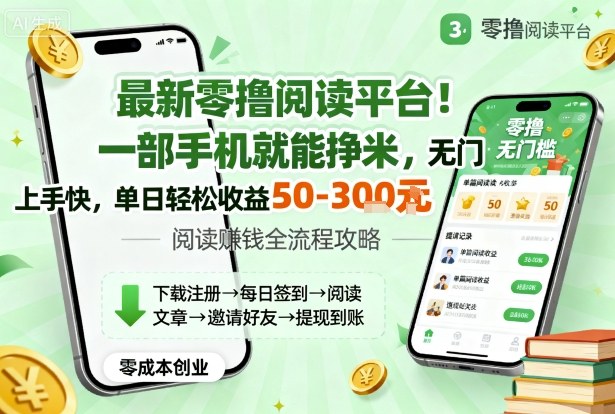 最新零撸阅读平台!一部手机就能挣米,无门槛上手快,单日轻松收益50-3张【揭秘】小淇云库-创业网-网赚副业-网创副业-项目拆解-技术类创业资源网-副业网-免费资源下载小淇云库