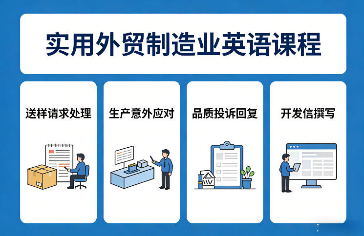 实用外贸制造业英语课程，教你专业处理送样请求、应对生产意外、回复品质投诉、撰写开发信等小淇云库-创业网-网赚副业-网创副业-项目拆解-技术类创业资源网-副业网-免费资源下载小淇云库