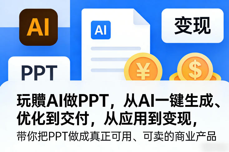 玩賺AI做PPT，从AI一键生成、优化到交付，从应用到变现，带你把PPT做成真正可用、可卖的商业产品小淇云库-创业网-网赚副业-网创副业-项目拆解-技术类创业资源网-副业网-免费资源下载小淇云库