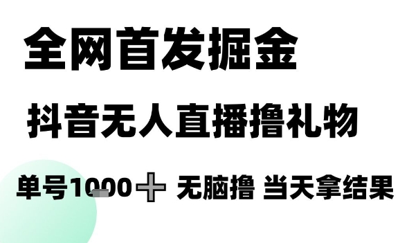 全网首发掘金抖音无人直播撸礼物，单号1k +无脑撸，当天拿结果【揭秘】小淇云库-创业网-网赚副业-网创副业-项目拆解-技术类创业资源网-副业网-免费资源下载小淇云库