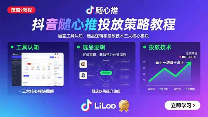 （15828期）抖音随心推投放策略教程：涵盖工具认知、选品逻辑和投放技术三大核心模块小淇云库-创业网-网赚副业-网创副业-项目拆解-技术类创业资源网-副业网-免费资源下载小淇云库