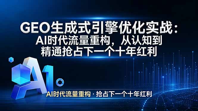 GEO 生成式引擎优化实战：AI时代流量重构，从认知到精通抢占下一个十年红利小淇云库-创业网-网赚副业-网创副业-项目拆解-技术类创业资源网-副业网-免费资源下载小淇云库