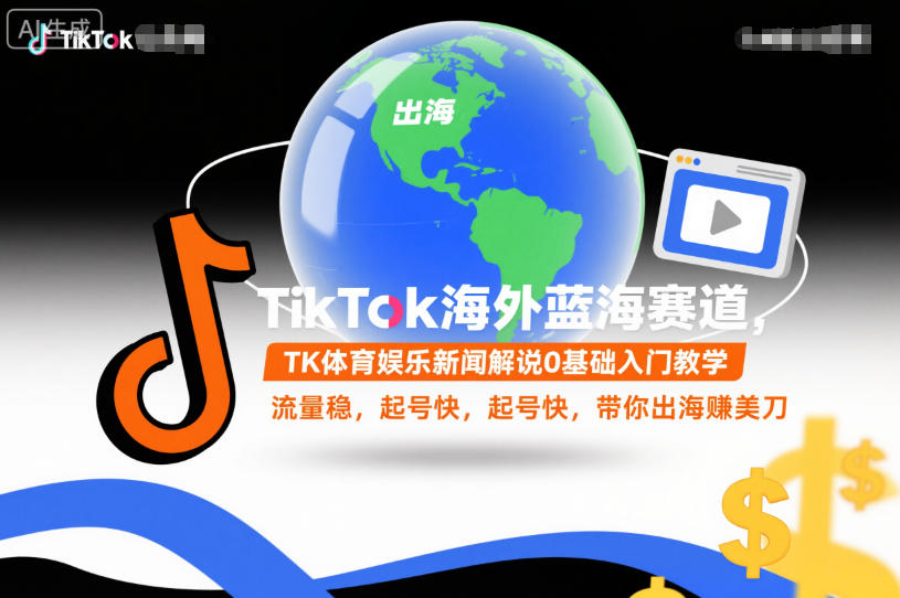 TikTok海外蓝海赛道,TK体育娱乐新闻解说0基础入门教学,流量稳,起号快,带你出海賺美刀小淇云库-创业网-网赚副业-网创副业-项目拆解-技术类创业资源网-副业网-免费资源下载小淇云库