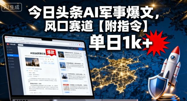 今日头条AI军事爆文，单日1k+，风口赛道【附指令】小淇云库-创业网-网赚副业-网创副业-项目拆解-技术类创业资源网-副业网-免费资源下载小淇云库